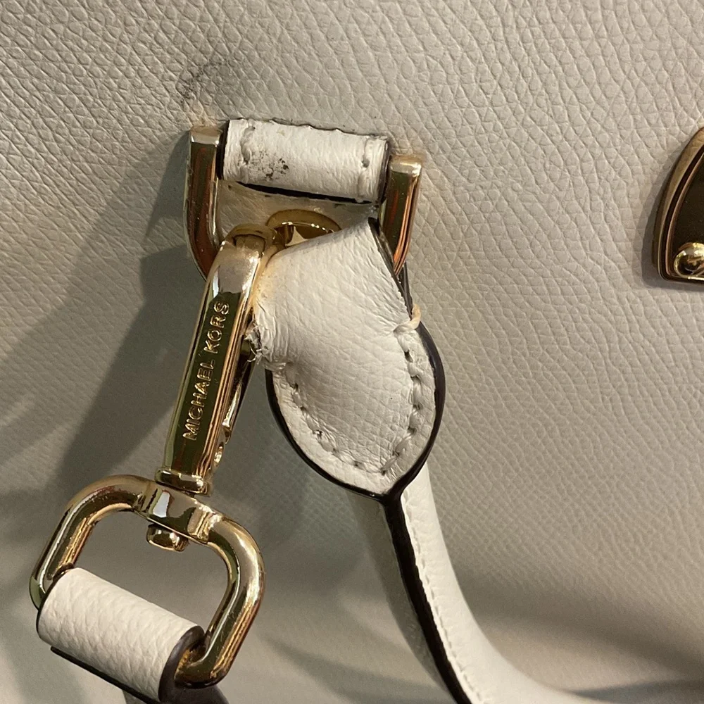 Michael Kors White Satchel with Gold Hardware